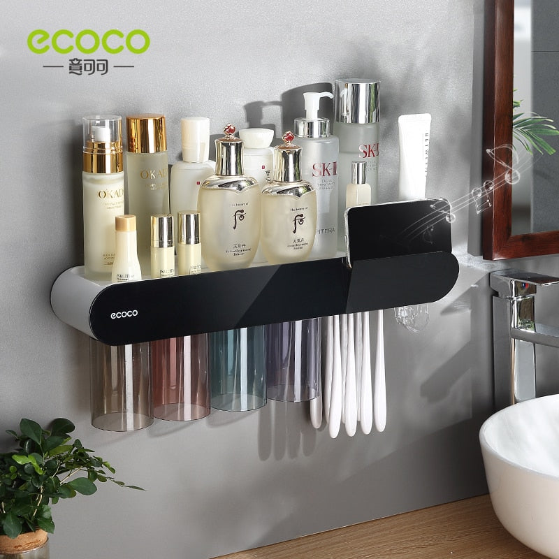 Ecoco Magnetic Toothbrush Holder, Automatic Toothpaste Dispenser, and Storage Rack