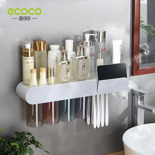 Ecoco Magnetic Toothbrush Holder, Automatic Toothpaste Dispenser, and Storage Rack